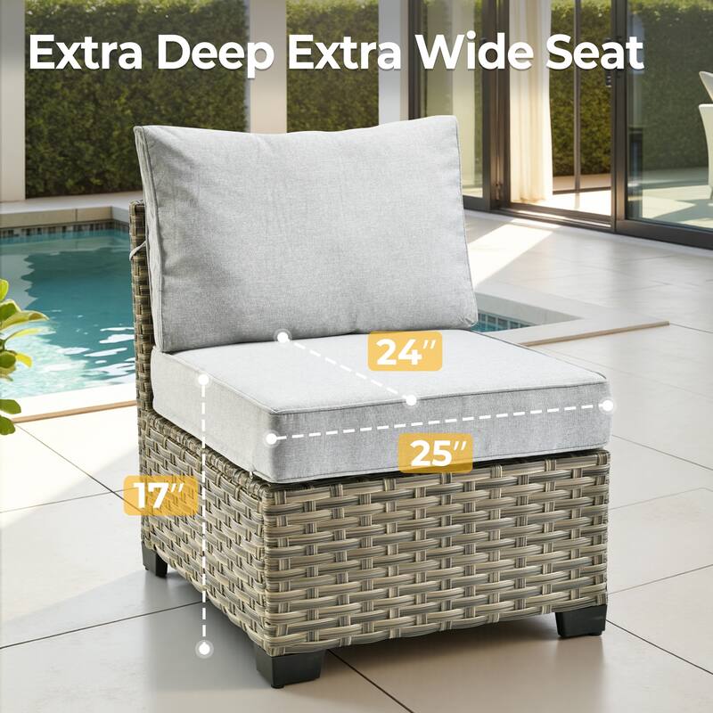 HOOOWOOO 13-piece Outdoor Sofa Patio Wicker Swivel Chair Set with 42" Fire Pit