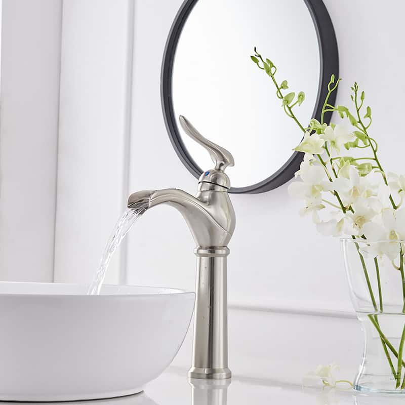 Brushed Nickel Vessel Sink Faucet Bathroom Faucet Drain with Assembly - Nickel
