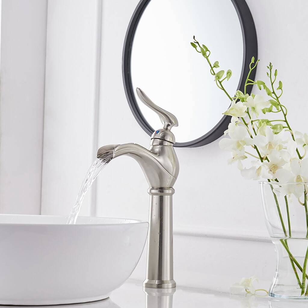 Brushed Nickel Vessel Sink Faucet Bathroom Faucet Drain with Assembly