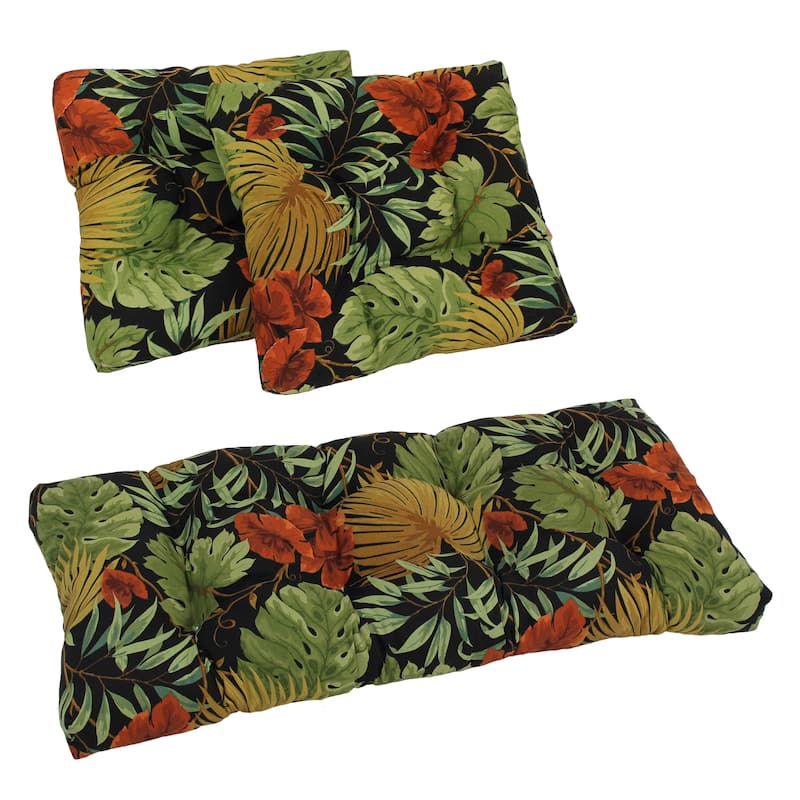 Tufted Indoor/Outdoor Settee Cushion Set (Set of 3) - Tropique Raven
