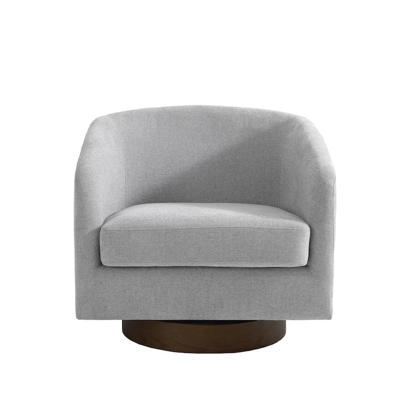 Faux Leather Wide Seat Swivel Barrel Chair