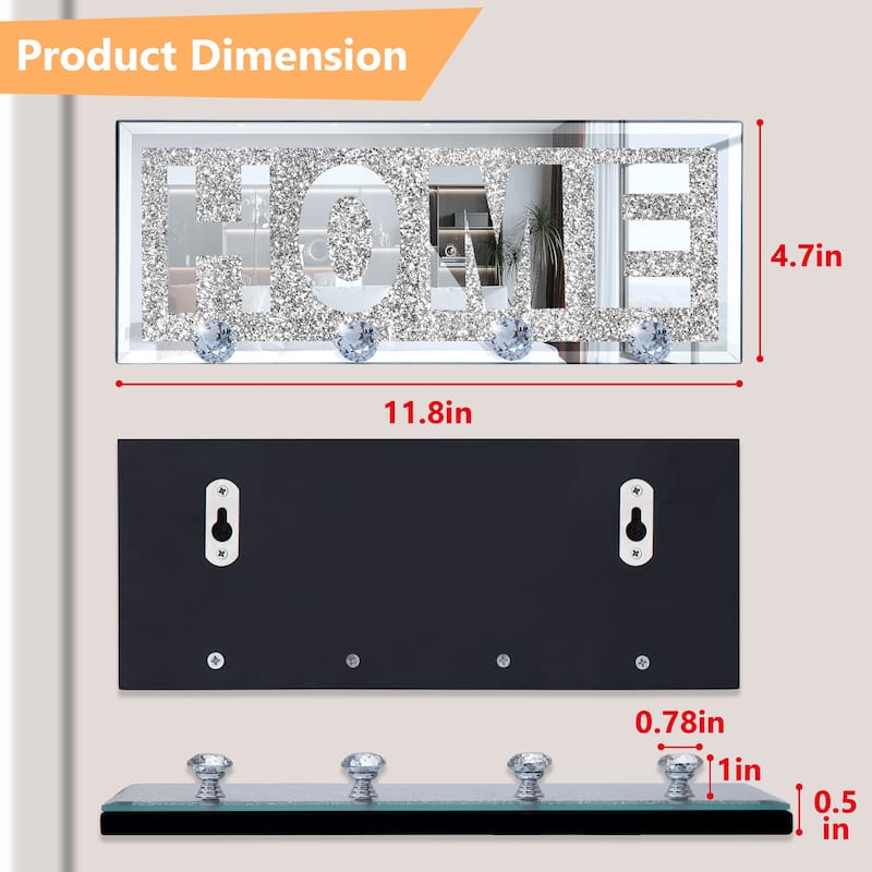Mirrored Key Holder for Wall Decorative