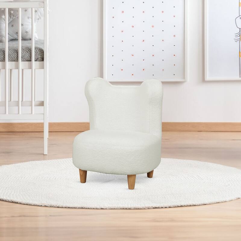 White Curved Teddy Bear Kids Chair with Foam Seat and Washable Fabric
