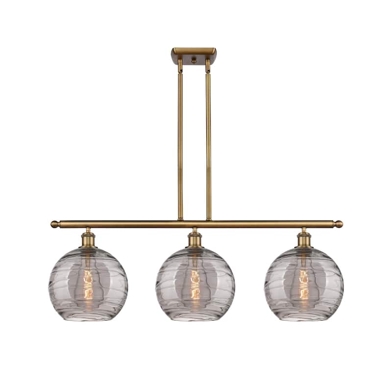Innovations Lighting 516-3I 12 37 Athens Deco Swirl Chandelier Athens - Brushed Brass / Light Smoke Deco Swirl