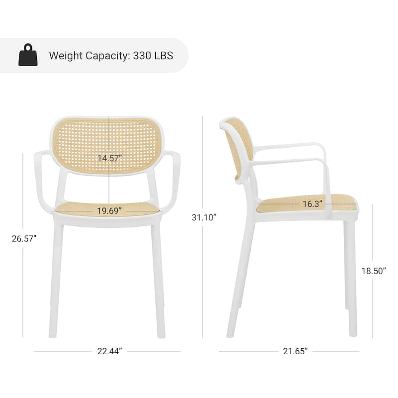 Art Leon Set of 2 Modern Stackable Indoor or Outdoor Dining Chair