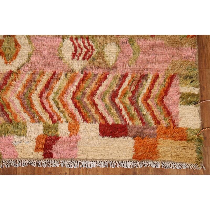 Hand Knotted Oriental 100% Wool Carpet Modern Geometric Multi-Colored Moroccan Area Rug - 8' 0'' X 5' 9''