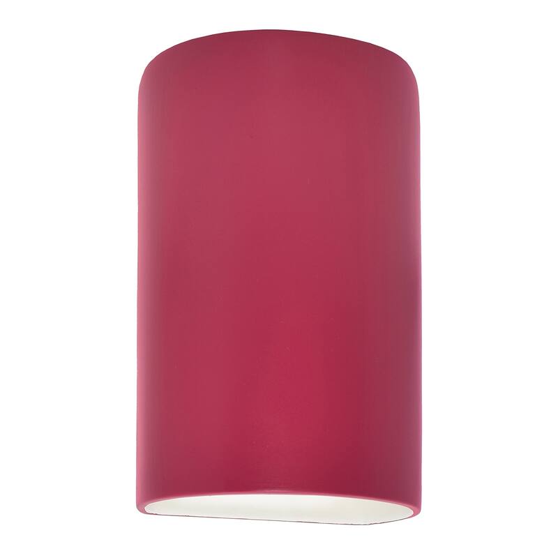 Justice Design Ambiance - Large Cylinder Wall Sconce - Open Top & Bottom - Replaceable Bulb - Cerise