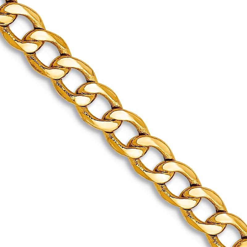 Curata 14k Yellow Gold 3.35mm Semi-solid Curb Chain Necklace Options: 16 18 20