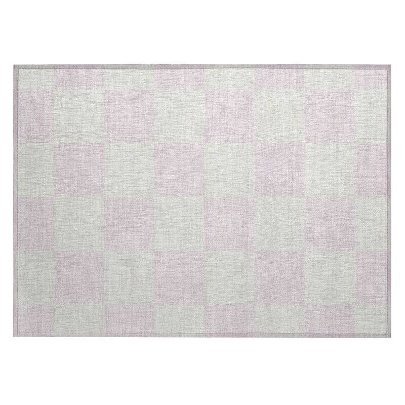 Machine Washable Indoor/ Outdoor Modern Checker Chantille Rug