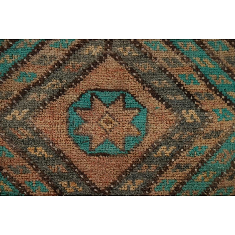 Geometric Shiraz Vintage Persian Area Rug Handmade Wool Carpet - 6'3" x 9'3"