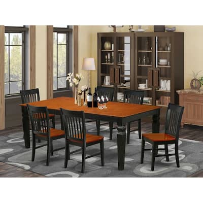 Rectangular Dining Table Set 7pc - 66/84 Inch Table with Butterfly Leaf & 6 Wood Chairs - Family Kitchen Set