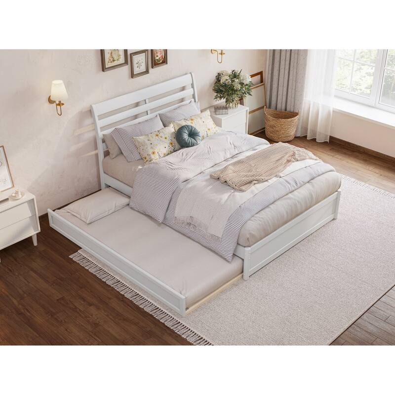 Emelie Platform Bed with Panel Footboard and Twin Trundle