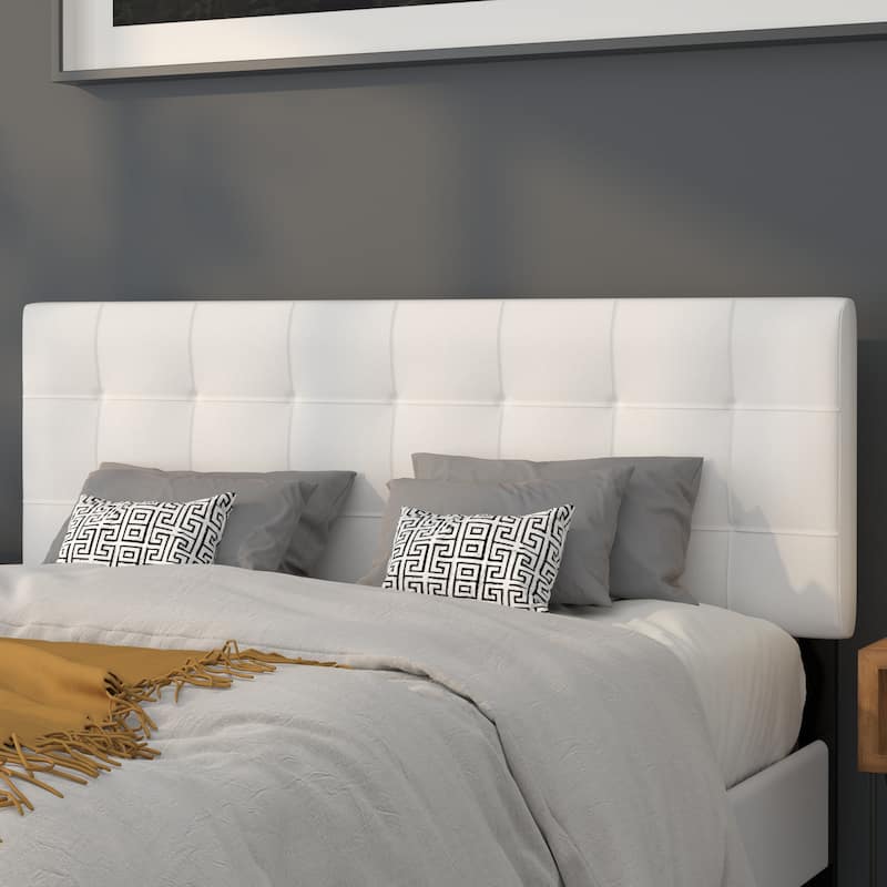 Quilted Tufted Upholstered Headboard - White - Queen