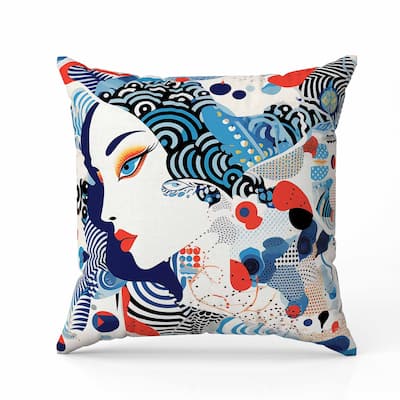 Modern Magic Faux Suede Reversible Throw Pillow Blue and Red