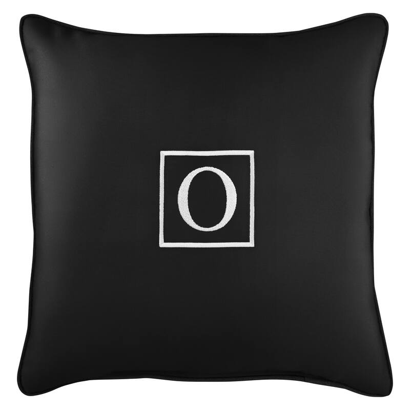 Monogram Corded Single Square Pillow by Havenside Home - "O" - Black