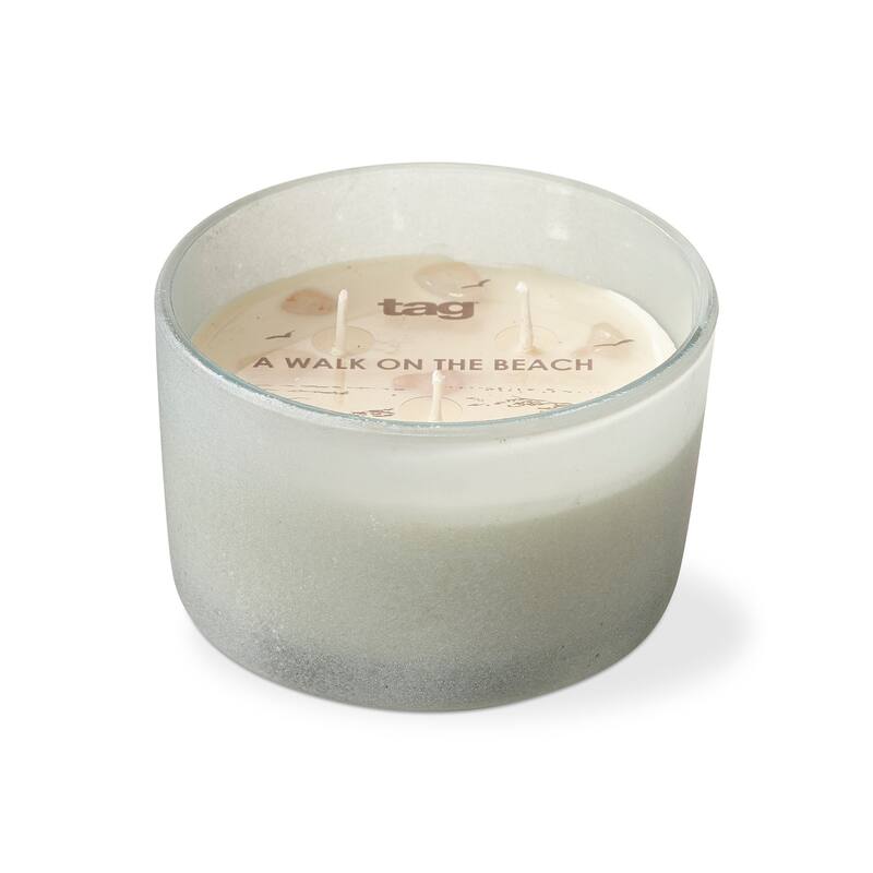 Ocean Waves White 3 Wick Candle Scented Soy and Paraffin Wax Glass Container, 12.6 oz, 20 Hour Burn Time