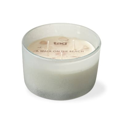 Ocean Waves White 3 Wick Candle Scented Soy and Paraffin Wax Glass Container, 12.6 oz, 20 Hour Burn Time