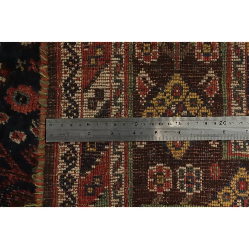 Hand Knotted Oriental 100% Wool Carpet Traditional Tribal Navy Blue & Blues Qashqai Area Rug - 9' 11'' X 7' 3''