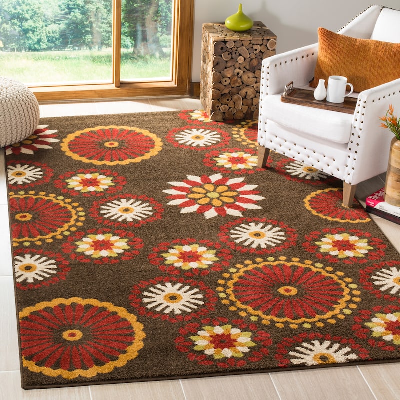 SAFAVIEH Newbury Ura Modern Floral Rug - 5'1" x 7'6" - Brown/Red