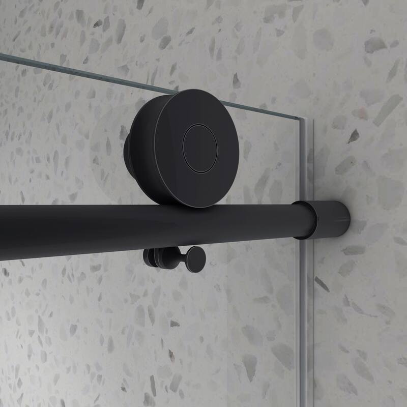 Frameless single-slide sliding shower door with adjustable soft-close feature