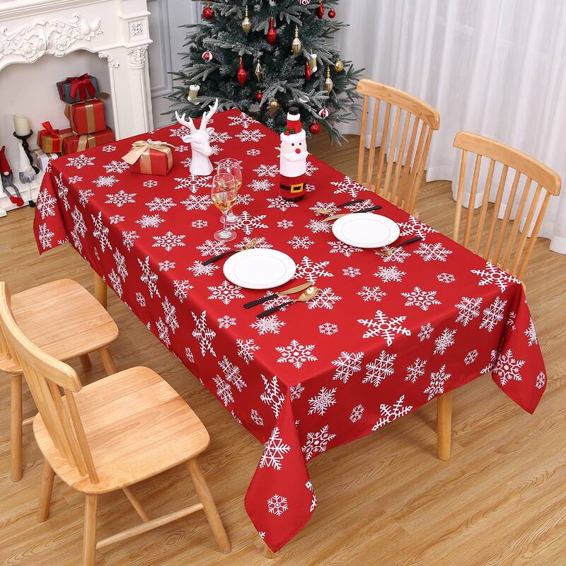 Christmas Rectangular Tablecloth Xmas Table Covers for Kitchen Dining Room Table Decor, Red - 60"*102"