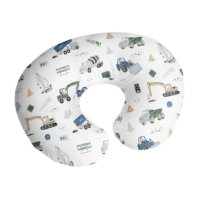 Sweet Jojo Designs Construction Truck Boy Nursing Breastfeeding Pillow Cover Case Pillow Not Included- Blue Green Transportation