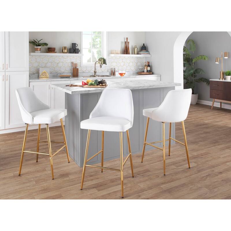 LumiSource Marcel Glam Velvet Gold Metal Counter Stools (Set of 2)