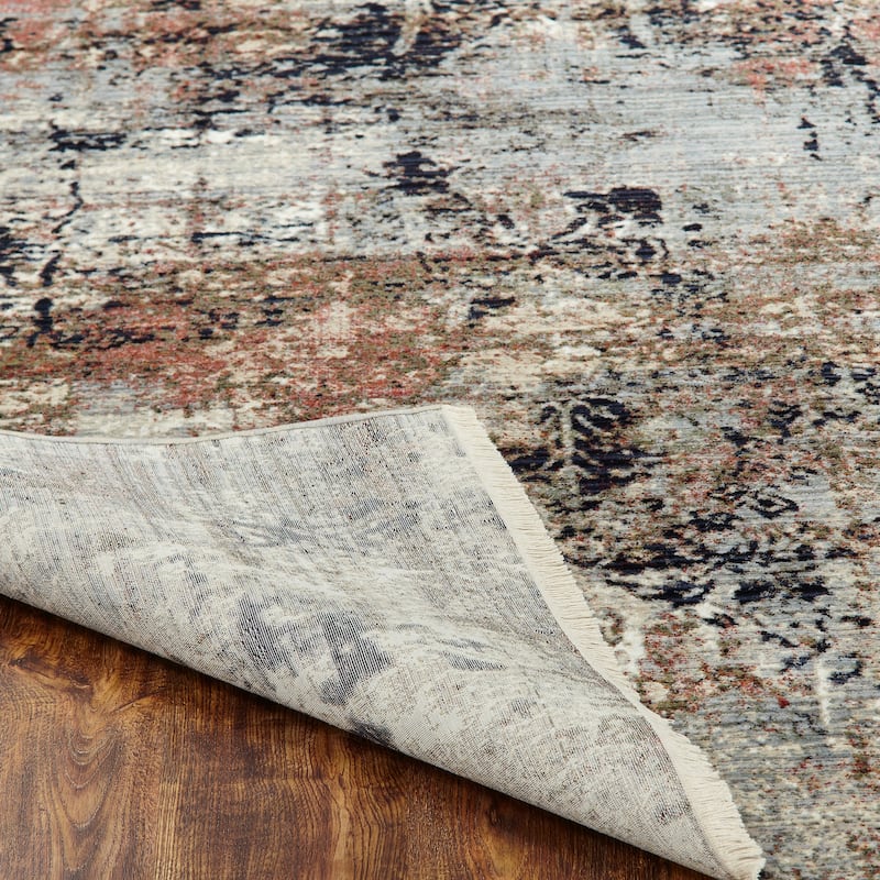 Cool Grey/Spice Abstract Area Rug