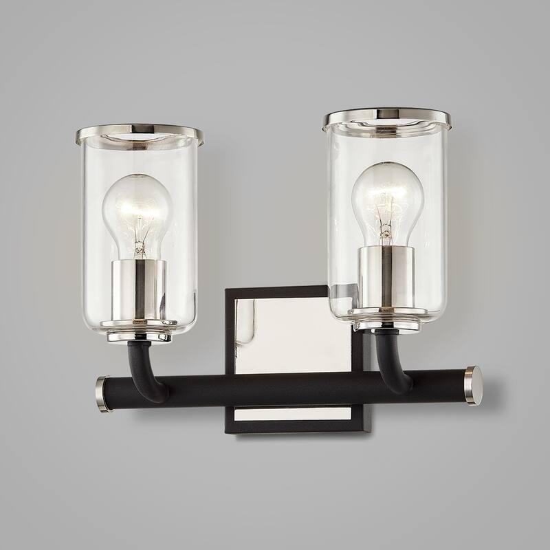 Aeon Carbide Black and Polished Nickel Vanity with Clear Glass