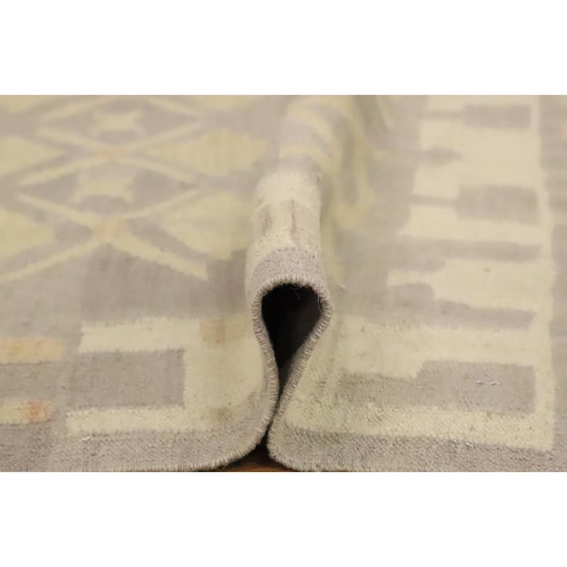 Hand Woven Oriental 100% Wool Carpet Southwestern Tribal Greys & Charcoal Kilim Area Rug - 5' 2'' X 3' 2''