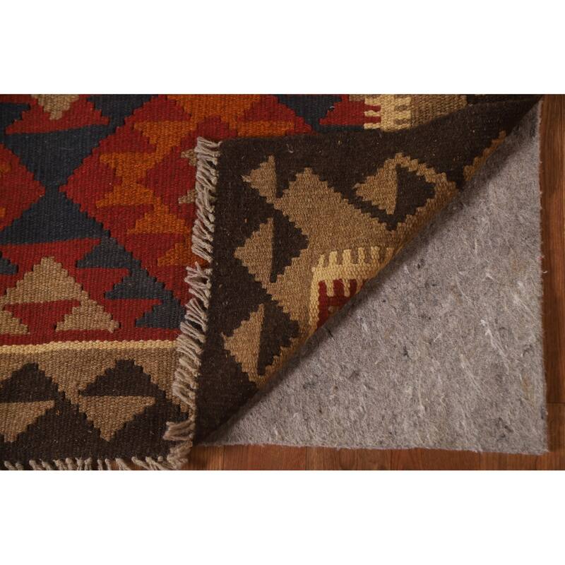 Multi-Color Reversible Kilim Rug Hand-woven Geometric Wool Carpet - 3'6" x 5'4"