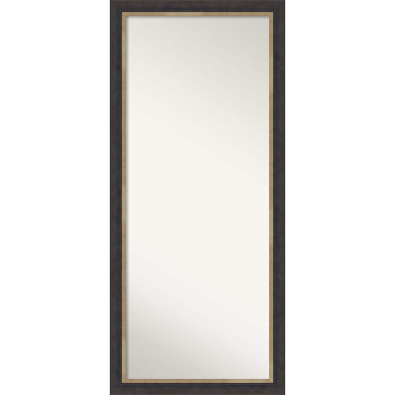 Hammered Charcoal Tan Non-Beveled Wood Framed Full-Length Floor Leaner Mirror - Hammered Charcoal Tan - Glass Size 24x60