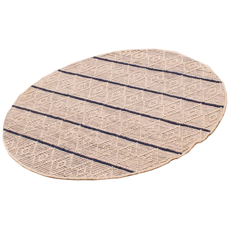 ECARPETGALLERY Braid weave Sienna Ivory Wool Rug - 4'10 x 4'10
