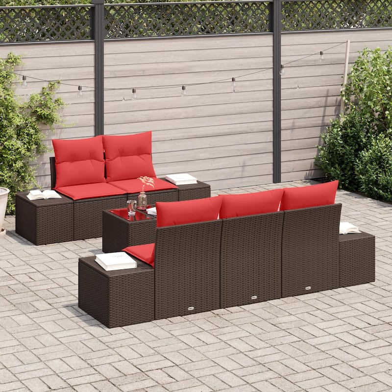 vidaXL 6 Piece Garden Sofa Set with Cushions - 94.1×24.4×27.2