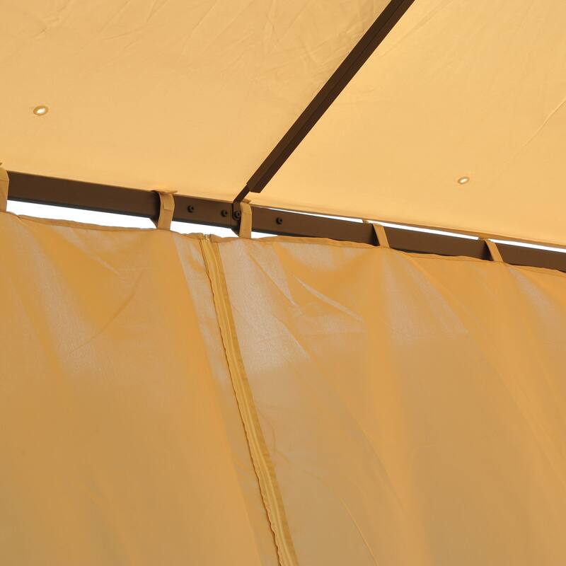 10' x 10' Steel Outdoor Patio Gazebo with Polyester Privacy Curtains