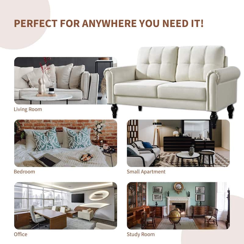 60.6 Inches Loveseat Sofa, Comfy Couches for Small Spaces