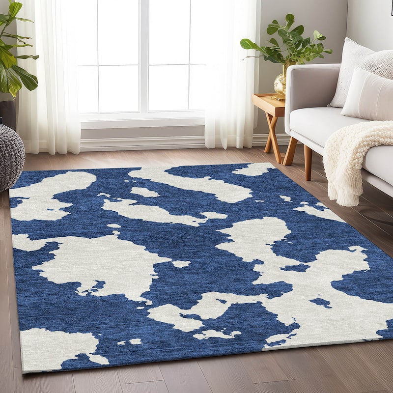 Premium Washable Super Soft Contemporary Islands Mayfield Rug - Navy - 9' x 12'