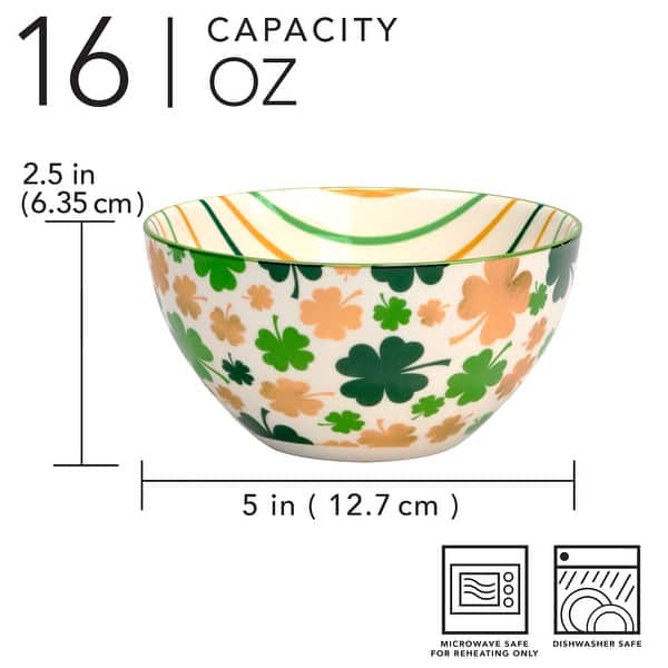 Certified International St. Patricks Day Porcelain Bowls, Set of 6 - 5" Diameter x 2.5"