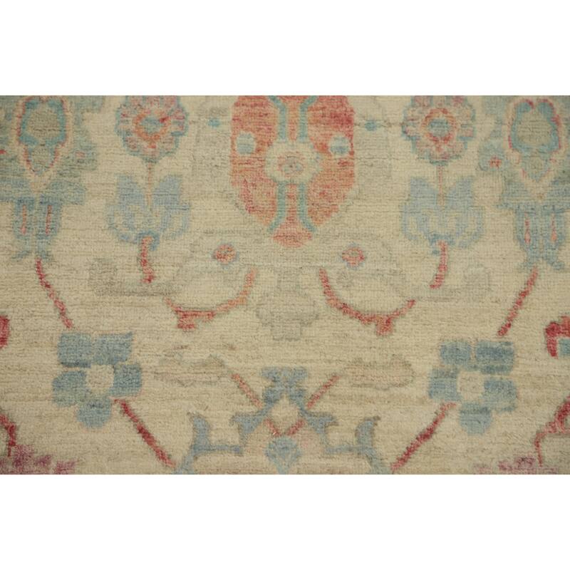 Hand Knotted Traditional Wool Beige Geometric Area Rug - 13' 5'' X 9' 9''