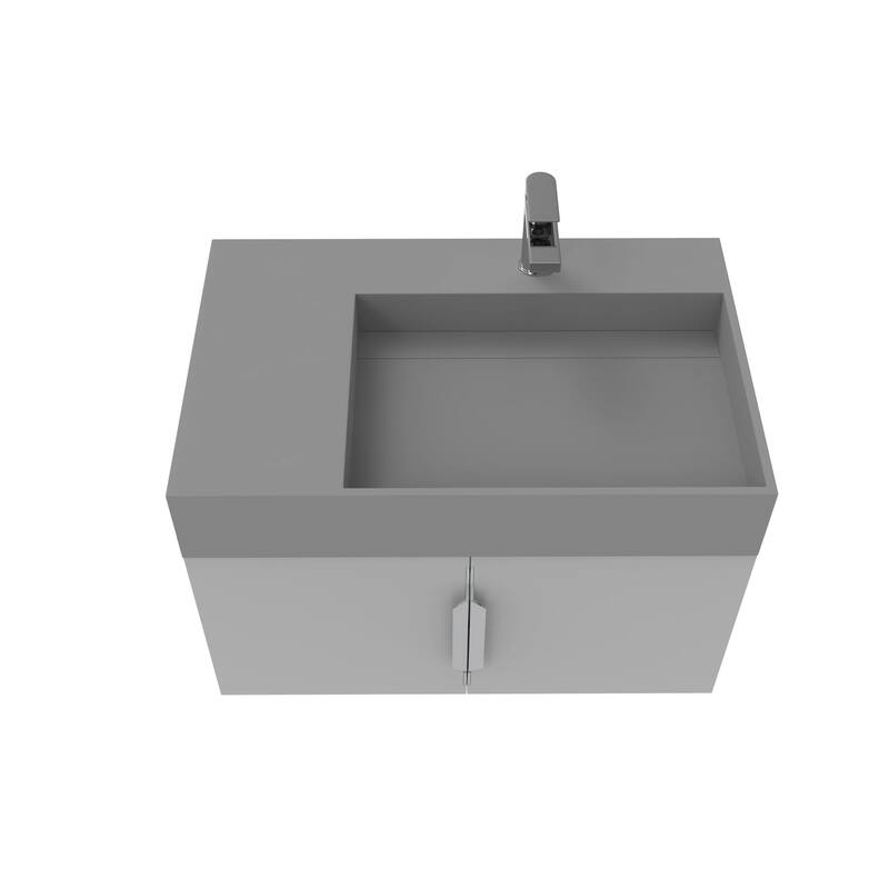 Amazon 30" Wall Mounted Bathroom Right Basin Vanity Set w/ Gray Top