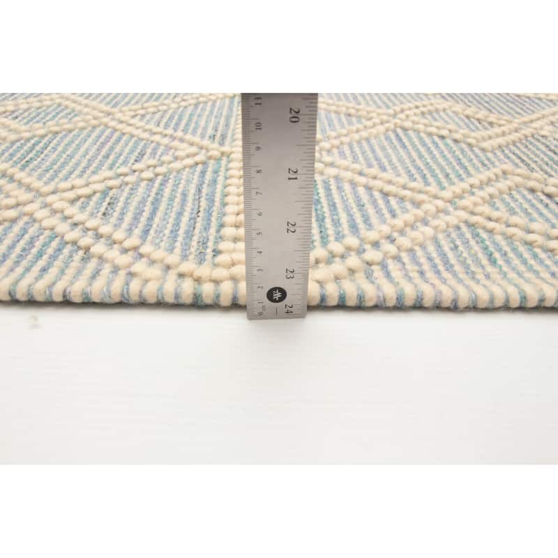 ECARPETGALLERY Braid weave Sienna Blue Wool Rug - 5'3 x 7'5