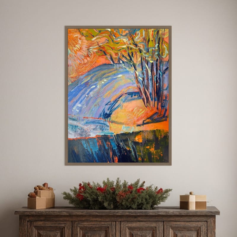 Cadmium Winter Solstice III by Dorothy Fagan (23 x 30 in.), Framed Canvas Wall Art Print - Sylvie Dark Gold
