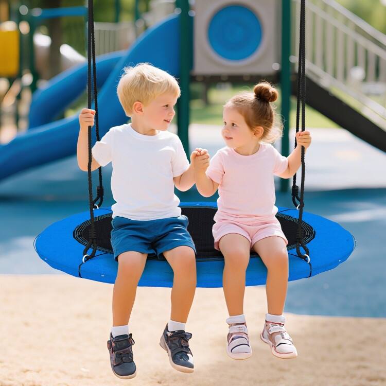 40 Inches Saucer Tree Swing Round with Lights for Kids and Adults-Blue - Multi