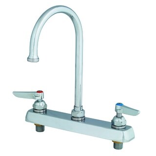T and S Brass Deck Mounted Workboard Faucet with 8" Centers, 6" Swivel