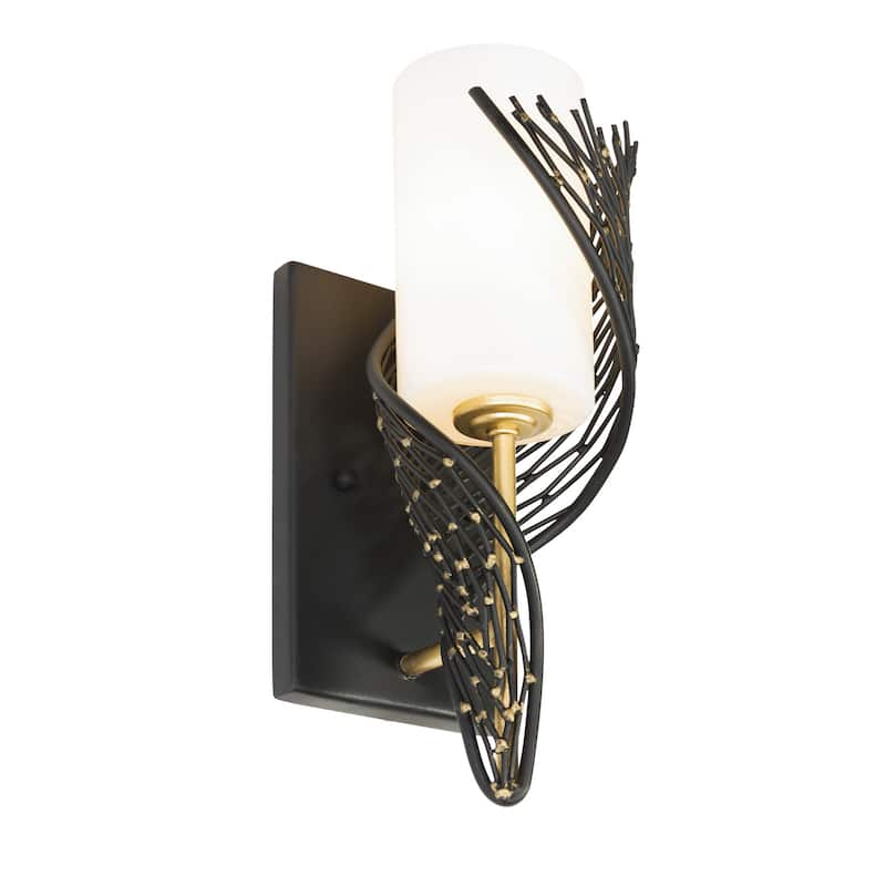 Varaluz Flow 1-Light Wall Sconce - Matte Black/French Gold