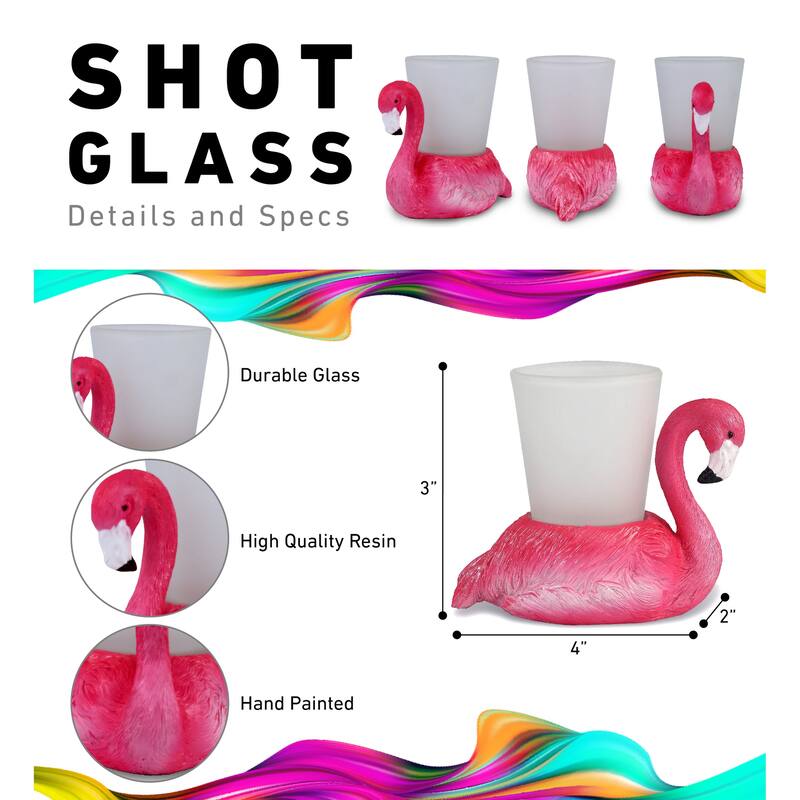 CoTa Global Cool Flamingo Shot Glass – Novelty Glassware - 4Lx2Wx3H inches