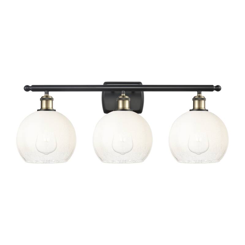 Innovations Lighting Endless Possibilities Ballston - Brookhaven Globe - 3 Light 28" Bath Vanity Light - Black Antique Brass/Opal