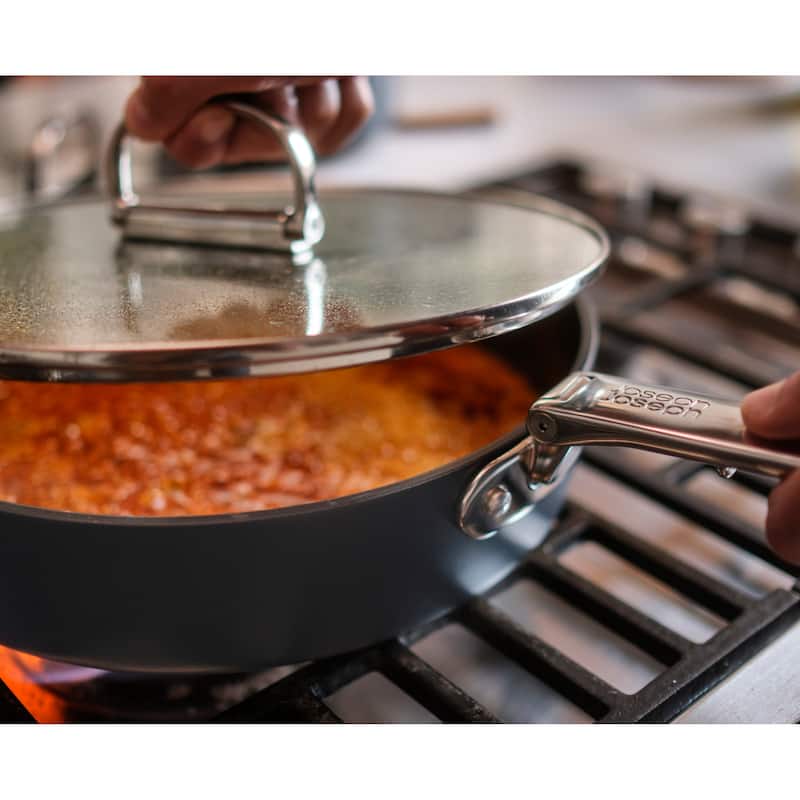 Joseph Joseph Space Ceramic Non-Stick 3.8 Qt. Sauté Pan with Folding Handle and Lid