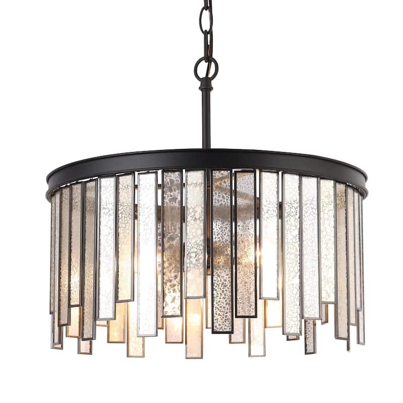 Tifany Mid-century Modern 3-Light Drum Chandelier Colored Glass Island Pendant for Kitchen Island - D16" x H15"