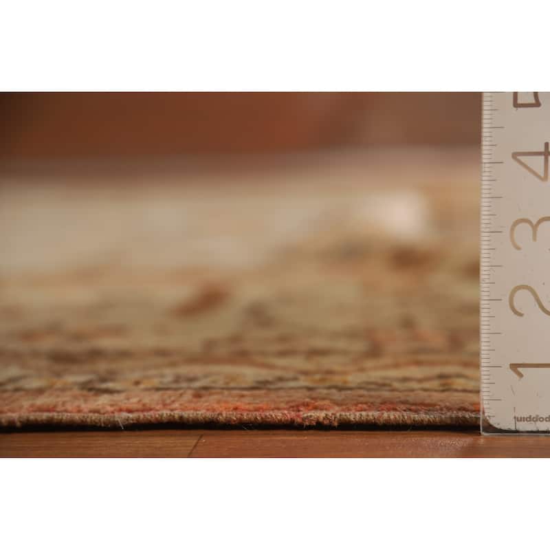 Pre-1900 Antique Vegetable Dye Oushak Turkish Rug Handmade Wool Carpet - 11'10" x 13'6"